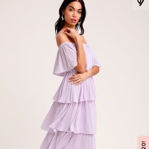 Gala Ready off the shoulder tiered midi dress